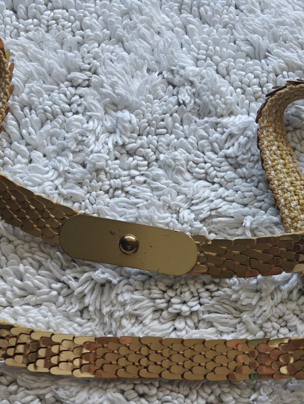 Vintage Women’s Belt Fish Scales  Woven Gold Tone 32"